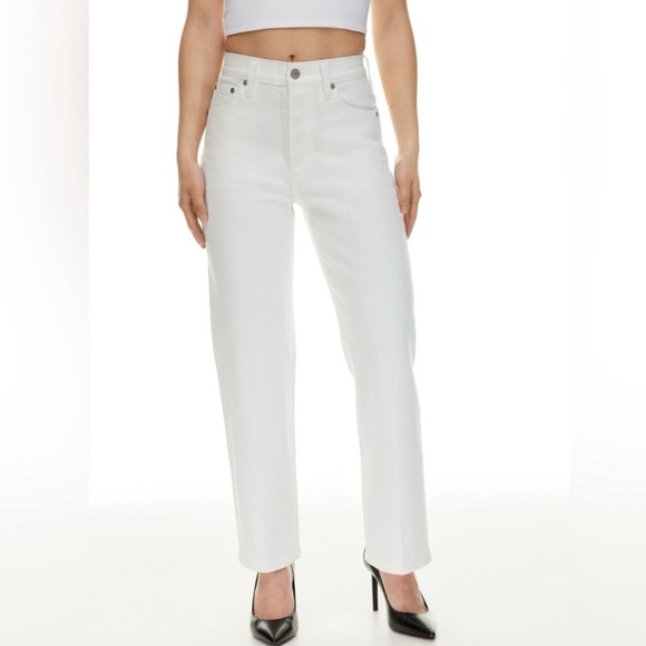 ARITZIA Denim Forum The Joni High Rise Loose White Jeans Organic Cotton size 23 - Picture 1 of 10